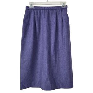 Pendleton Virgin Wool Periwinkle Blue Pleated Front Midi Skirt Size 4 Pockets